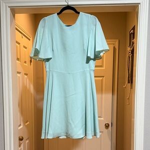 Shoshanna Green Flutter Sleeve A-Line Mini Dress